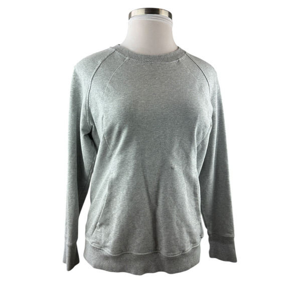 Lululemon Scuba Crew Heathered Core Light Grey Sweatshirt Kangaroo Pocket Sz 12 - Picture 2 of 16